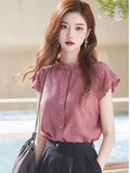 Ear Collar Simple Small Flying Sleeve Shirt Female Design Sense Of Small Summer Single Special Beautiful Shirt