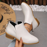 Head After The Zippered Martin Boots Large Size Leather Boots Solid Color Thin And Thick Leather And Ankle