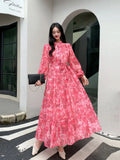 Fragile Chiffon Dress Women's Autumn Dress New Over-Knee Dress Gentle Wind-Float Mid-Floive Mid-Flouse Fairy