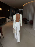 2025 Autumn And Winter New Solid Color Back Hollow Slimming High-End Design Blazer