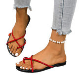 2025 Summer New Flat-Bottomed Women's Slippers Exposed Outside Wearing Beach White Casual Women's