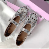 High Hollow Hole Ballet Single-Shoe Women 2025 Spring And Summer New French Small Sandals Round Head Mary Jane