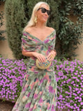 Mesh-Printing Dress In Spring/Summer 2025 INS Holiday Casual Party