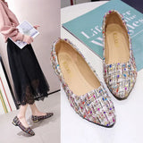 And South Korea Large-Size Cloth Low Heel Single Shoes Women's Light-Mouthed Tip Flat Bottoms To Spell Lazy Bean Shoes