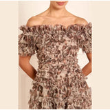 Off-shoulder Floral Printed Ruffles Mini Dress- Outfit