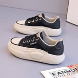 Round Head Single Shoes Women Wear 2025 Autumn New Lace-Collage Casual Shoes With Thick-Soled Rocking