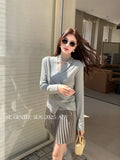 Xixi 2025 Autumn White Standard Temperament Wool High-Collar Lace Bottom-Up Lady With Top Dress Woman