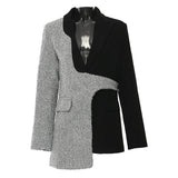 New Splicing Irregularly Cut Small Suit Jacket Top Female