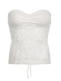 Lace See through Backless Tie Up Bandeau Top- Outfit