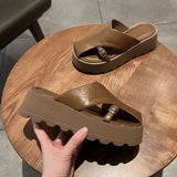 Half Slippers Women Wear 2025 Spring And Summer New Retro Fashion Pine Cake Thick Bottom Comfortable Lazy People Cool