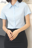 Woman Blouses 2023 V-neck Short Sleeve Solid Work Shirts Tops Pretty and Cheap Women's Blouse OL White Female