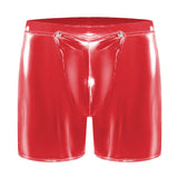 Zingj Men's PVC Bright Leather Boxers Sexy Open File Lekhoers Size Accurate No