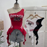 Shooting Hottie Slant Shoulder Short Letter Print T-Shirt Summer Waist Thin Sling Vest Sleeveless Top