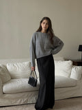 Autumn And Winter Hot Sale Thick Short Round Neck Solid Color Sweater Bum Basic Women's