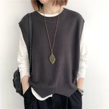 Vest Women's Vest 2025 Spring And Autumn Pure Color Loose Round Neck Irregular Jacket Short Horse Clip Shoulder