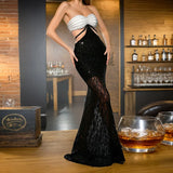 Sexy Babes Dress Woman 2025 Early Spring New Fashion Braided Black And White Design Feel Waist-Poaded