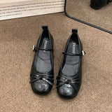 Bow Mary Jane Shoes Women 2025 Autumn New Korean Version Of The Square Head Down Buckle Single Shoes Commuter Flat