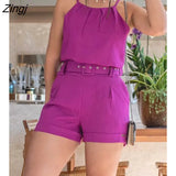 Colors Summer Holiday Wear New Women Plain Halter Plain Top & Shorts Set Sleeveless Sexy Solid Streetwear