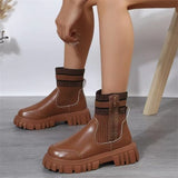 Thick-Bottomed Round-Headed Elastic Knitted Martin Boots Women's Large Size Warm Socks