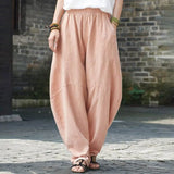 Cotton And Linen Loose Casual Stitching Solid Color
