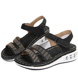 Female Thick Bottom Slope Sandals Large-Size With A Glide Water Drill Thick Bottom Cushion Sandals