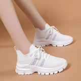 2025 New Fashion Flying Woven Mesh Breathable Single Shoes Women's Casual Platform One Foot Pedal Sports Small White