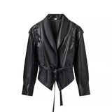 Women's Street Trend Locomotive Wind Sheep Leather