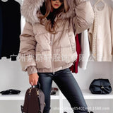 B7K Explosion Winter Cotton Clothes Women's Winter New Large Wool Collar Cotton Clothes Simple Thick To Keep Warm