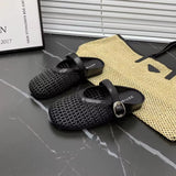Woven Hollow Bag Head Cool Slippers Women 2025 New One-Word Single Shoes Casual Hole