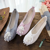 Zingj Shoes, Hanfu Shoes Lovely Girl Single Shoes Pearl Tassel Hanfu Shoes Female Ancient Style Round Head