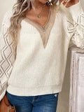 V-Neck Lace New Sweater Loose Casual Jacket Women's Knitwear
