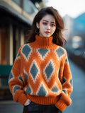 Goods Heavy Industry Orange Turtleneck Sweater In Autumn And Winter Wearing Bursts Of Color Knitted Knitted Shirt Exquisite