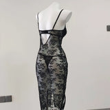 New Female Sense Lace Perspective Open Fork Folded Sling Skirt Elegant Pajart Mesh Hot Bag Hip