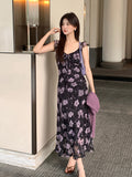 Xixi 13 Lines 2025 Spring New Retro Temperament Print Pure Desire High-Waisted Sling Dress Women