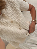 New Women's INS Burst Style Knitted Short-Sleeved Short-Sleeved
