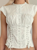 Vintage Slim Straps Blouse with Short