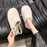 Women In The Autumn And Winter 2025 New With Velvet Warm Round Head After The Tripty Bag Head Wear A Hundred Low Heel Hair