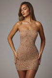 High-End Women's Hot Diamond Sexy Perspective T-Shirt Skirt Skirt Dress Night Shop Famous Ass Dress Dress