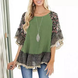 Spring And Summer Women's Bat Sleeves Colored Leopard Colored Leopard Prints In-Sleeve