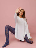 Spring And Autumn New Long-Sleeved T-Shirt Women's Pure Cotton Loose Open Knitted T-Shirt Wine