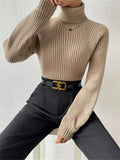 And Winter New Loose Thin High-Necked Shoulder Sleeve Knitted Sweater
