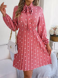 Shooting 2025 Autumn And Winter Temperament Wave Point Tice With Waist Long Sleeves 100 Folded Skirt Women's