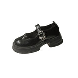 Jane Shoes 2025 Autumn And Winter New Retro Round Head Buckle Small Leather Shoes Thick Heel Single