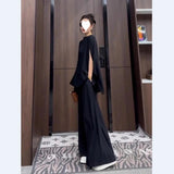 Able Temperament Of Salt Feeling Fried Street Lively Age Reduction Chiffon Broad Leg Pants Two Sets Of Women's