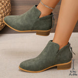 Large-Dish-So-Skin Boots Women's Pointed Zippers And Ankle Boots Women's Zippers And Ankle