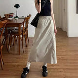 Pocket Work Dress Summer High-Waist A Word Casual Design Feeling Of Medium And Long