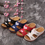 Slippers Women's Car Slopes And Slippers Flat Solid Color Thick Bottom Home One Foot Embroidered Cool