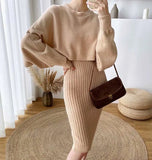 And Winter Korean Version Of Lazy Sweater Women Loose Chic Hoodie Top Two Sets Of Knitted Sling Vest