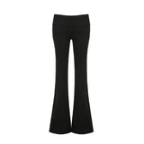 Winter Sports Style Low-Rise Curly-Billing Trousers Street Hot Girls Solid Color Leisure
