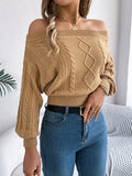Shooting Autumn And Winter Casual Pure Color Collar Shoulder Long Sleeve Jacket Sweater Women's